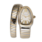 35mm Tubogas Single Spiral Steel and 18k YG Diamond Bezel Silver Dial