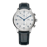 41mm Chronograph Silver Dial Blue Numerals