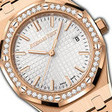34mm 18k Rose Gold Diamond Bezel Silver Dial Automatic