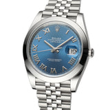 41mm Steel Azzurro Blue Roman Dial Jubilee Bracelet