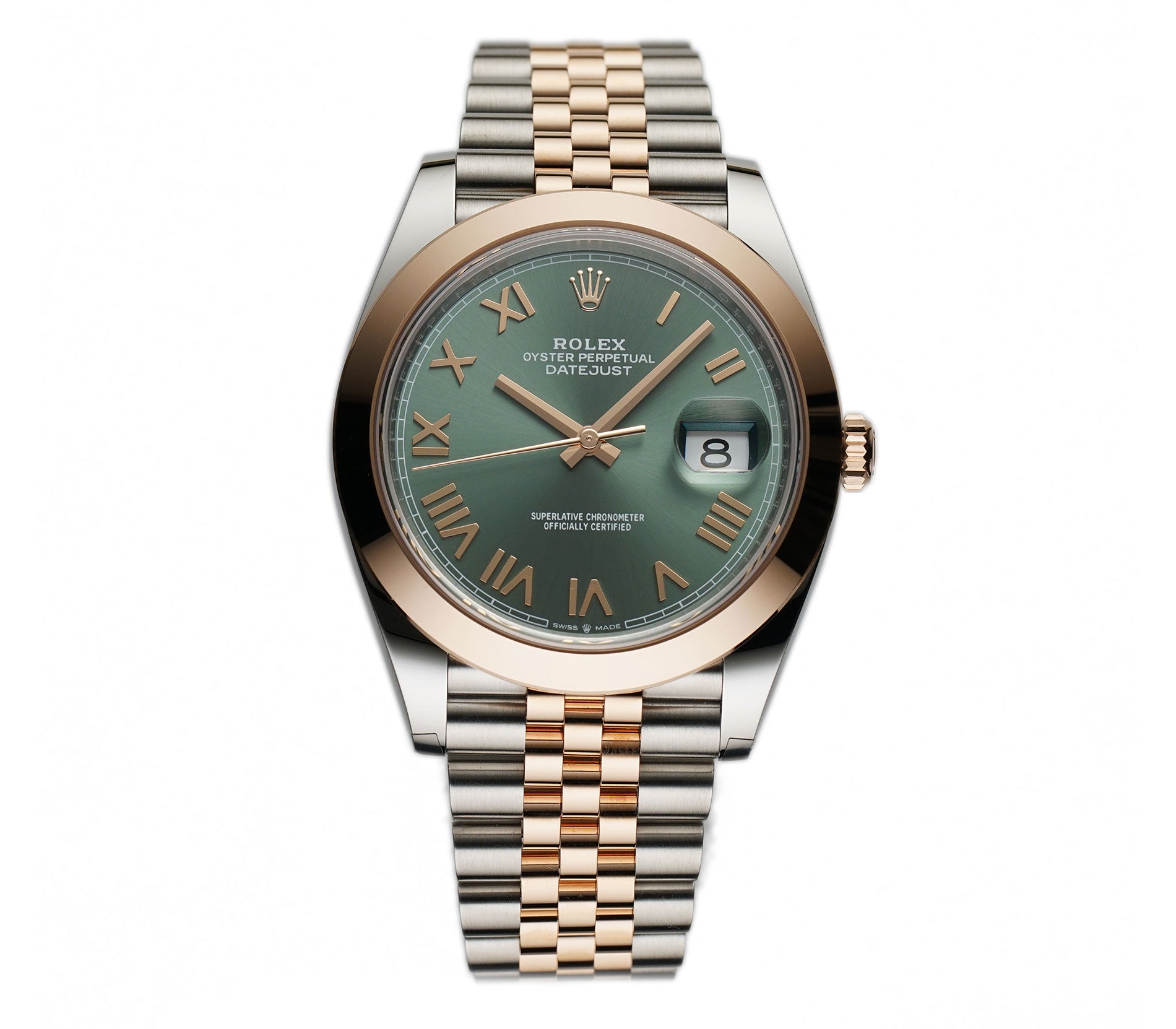 モンゴル Rolex Datejust 41 Steel & Everose Green Dial Jubilee 126301-022