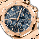 41mm Chronograph 18k Rose Gold Blue Dial On Bracelet