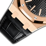 41mm 18k Rose Gold Black Dial On Leather