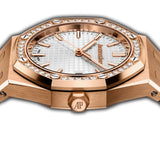 34mm 18k Rose Gold Diamond Bezel Silver Dial Automatic