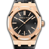 41mm 18k Rose Gold Black Dial On Leather