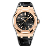 41mm 18k Rose Gold Black Dial On Leather