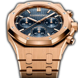 41mm Chronograph 18k Rose Gold Blue Dial On Bracelet