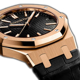 41mm 18k Rose Gold Black Dial On Leather