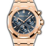 41mm Chronograph 18k Rose Gold Blue Dial On Bracelet