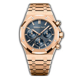 41mm Chronograph 18k Rose Gold Blue Dial On Bracelet