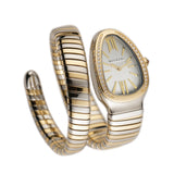 35mm Tubogas Single Spiral Steel and 18k YG Diamond Bezel Silver Dial