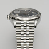 36mm Steel Blue Index Dial 18k Fluted Bezel Jubilee Bracelet