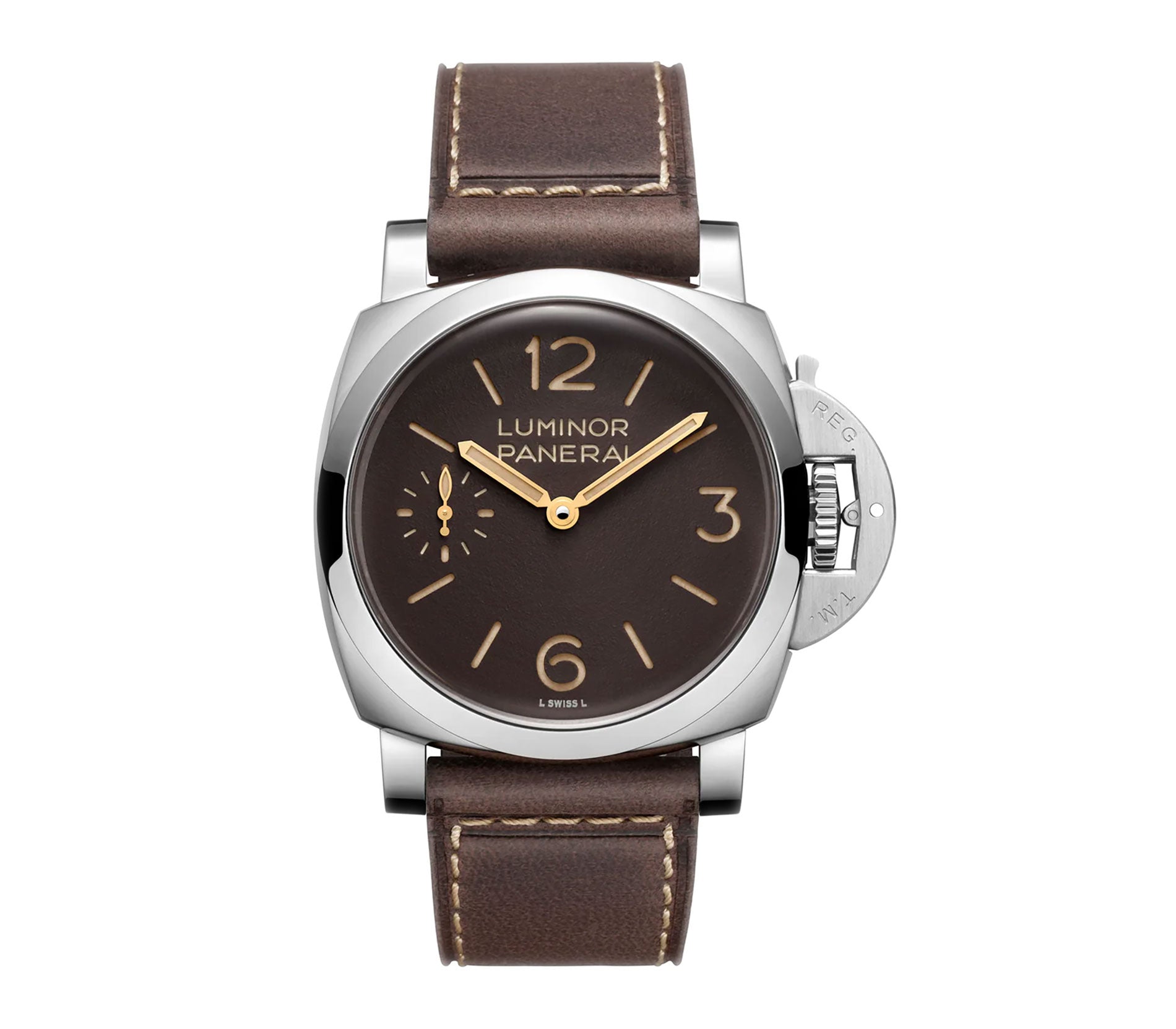 panerai tobacco dial Exploring Strap Pairings for the Luminor 1950 PAM351 D  Liger Straps crown protective bridge Titanium PAM, sandwich dial, tobacco