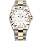 36mm Steel & Yellow Gold Fluted Bezel White Index Dial Oyster Bracelet