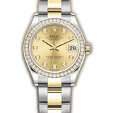 31mm Steel & Yellow Gold Diamond Bezel Champagne Diamond Dial Oyster Bracelet