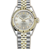 28mm Steel & Yellow Gold Silver Diamond Dial Jubilee Bracelet