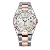 36mm Steel & Everose Gold Diamond Bezel MOP Diamond Dial Oyster