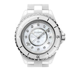 Ceramic White Diamond MOP Dial 33mm On Bracelet Quartz