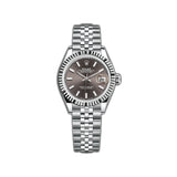 28mm Stainless Steel Dark Grey Index Dial 18k Fluted Bezel Jubilee Bracelet