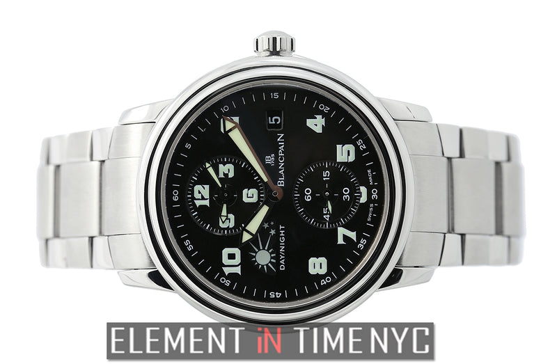 Double Time Zone Stainless Steel Black Dial 38mm