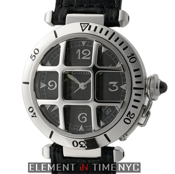 Cartier 38mm Pasha Stainless Steel Gray Dial Platinum Bezel With