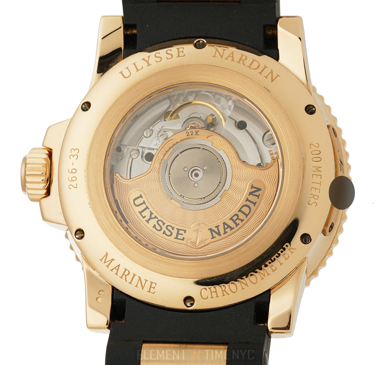 Maxi Marine Diver Chronometer 18k Rose Gold 43mm Silver Dial