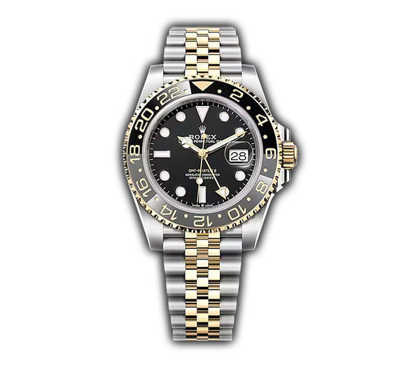 Rolex GMT Master II 40MM Steel Yellow Gold Black Dial Jubilee