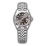 28mm Stainless Steel Dark Grey Diamond Dial 18k Fluted Bezel Jubilee Bracelet