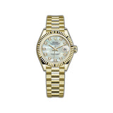 28MM 18k Yellow Gold MOP Diamond Dial President Bracelet