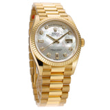 36mm 18k Yellow Gold President MOP Diamond Dial