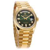 36mm 18k Yellow Gold President Green Ombre Diamond Dial