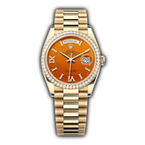 36mm 18k Yellow Gold President Diamond Bezel Carnelian Diamond Dial