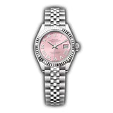 28mm Stainless Steel Pink Roman Dial 18k Fluted Bezel Jubilee Bracelet