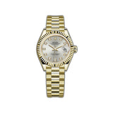 28MM 18k Yellow Gold Silver Diamond Dial President Bracelet