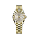28MM 18k Yellow Gold Silver Index Dial President Bracelet