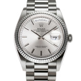 36mm 18k White Gold President Silver Index Dial