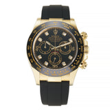 40mm 18k Yellow Gold Ceramic Bezel Black Diamond Dial Oysterflex