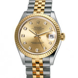 31mm Steel And 18k Yellow Gold Champagne Diamond Dial Jubilee Bracelet