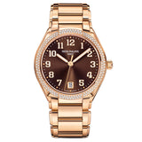 36mm 18k Rose Gold Sunburst Brown Dial Diamond Bezel Bracelet