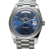 40mm 18k White Gold President Blue Dial