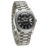 40mm 18k White Gold President Black Index Dial