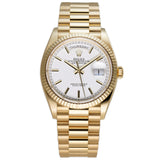 36mm 18k Yellow Gold President White Index Dial