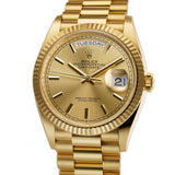36mm 18k Yellow Gold President Champagne Index Dial