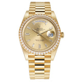 40mm 18k Yellow Gold President Diamond Bezel Champagne Baguette Diamond Dial