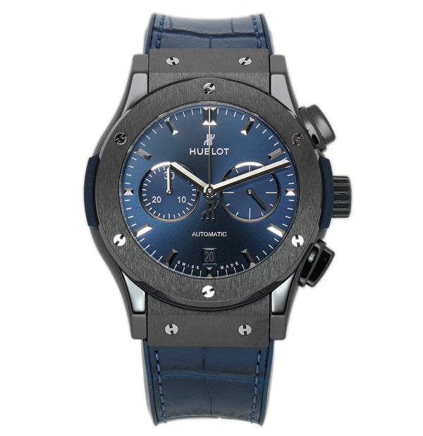 Chronograph Ceramic 42mm Blue Dial on leather Strap