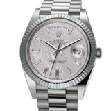 40mm 18k White Gold President Meteorite Baguette Diamond Dial