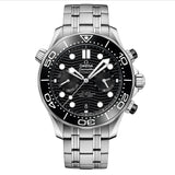 44mm Diver 300M Steel Black Dial Chrono