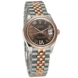 31mm Steel & 18k Everose Gold Chocolate Roman Diamond VI Jubilee Bracelet