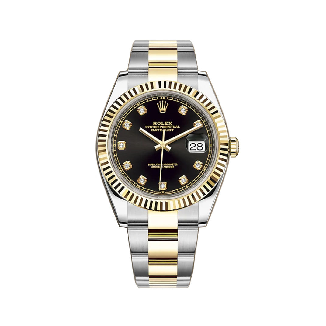 Rolex Datejust 41mm Tone Black Diamond Dial Oyster Bracelet