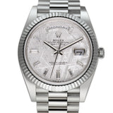 40mm 18k White Gold President Meteorite Baguette Diamond Dial